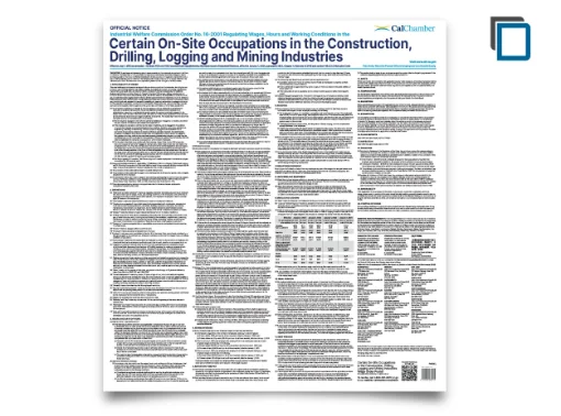 Picture of CA Wage Order 16-On-Site Const, Drilling, Logging & Mining (ENG)