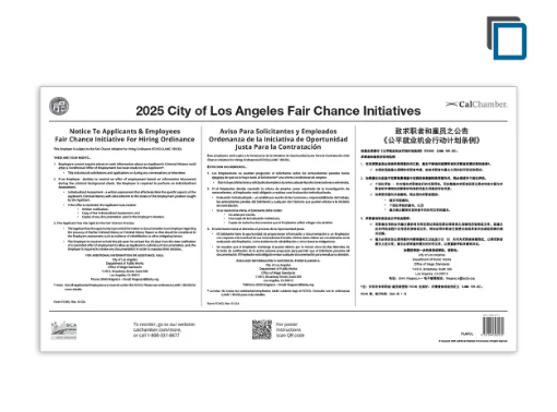 Picture of Los Angeles City Fair Chance Poster (10+ Employees)