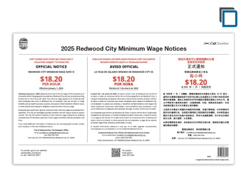 Picture of Redwood City Minimum Wage Poster