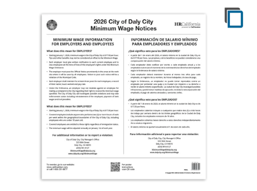 Picture of Daly City Minimum Wage Poster